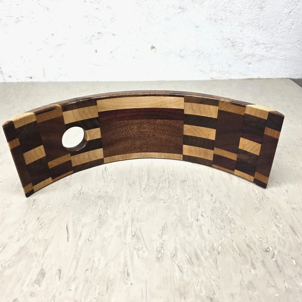 Handcrafted Wooden Balancing Wine Bottle Holder Caddy Inlay Hardwood Stand 12